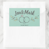 Moderne Trouwring Doodle Save the Date Rechthoekige Sticker (Tas)