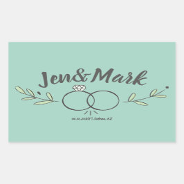 Moderne Trouwring Doodle Save the Date Rechthoekige Sticker