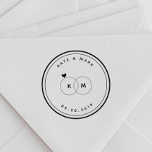 Moderne Trouwringen Monogram Save the Date Rond