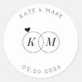 Moderne Trouwringen Monogram Save the Date Ronde Sticker (Voorkant)
