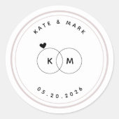 Moderne Trouwringen Monogram Save the Date Ronde Sticker (Voorkant)