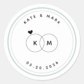 Moderne Trouwringen Monogram Save the Date Ronde Sticker (Voorkant)