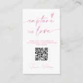 Moderne Trouwroze Leg de liefde vast Qr Code Informatiekaartje (Voorkant)