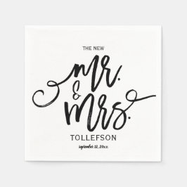 Moderne Trouwservetten | Borstelcalligrafie (Zwart Servet