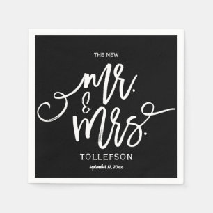 Moderne Trouwservetten Borsteltypografie (Zwart) Servetten