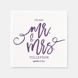 Moderne Trouwservetten | Brush Script (Pruim) Servet
