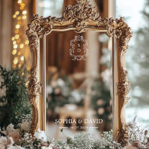 Moderne Trouwspiegel Aangepaste Initialen Decal