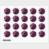 Moderne trouwstickers-Paarse fuchsia en goud Ronde Sticker (Vel)
