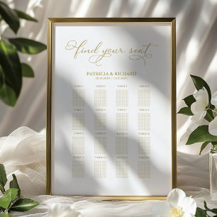 Moderne trouwstoelindeling met goud folie bord poster