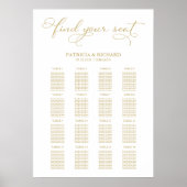 Moderne trouwstoelindeling met goud folie bord poster (Voorkant)