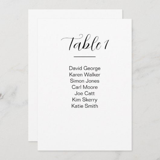 Moderne Trouwstoelindeling Tafelnummer (Voorkant / Achterkant)