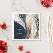 Moderne Trouwtafel Decor-Blauw Wit en Goud Servet (Insitu)