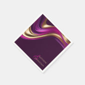 Moderne Trouwtafel Decor-Paarse Fuchsia en Goud Servet (Hoek)