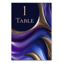 Moderne Trouwtafel Nummers-Blauw Paarse Goud Kaart