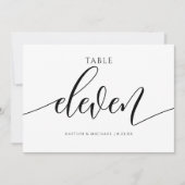 Moderne Trouwtafel Nummers Kalligrafie - 11 Kaart (Voorkant)