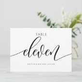 Moderne Trouwtafel Nummers Kalligrafie - 11 Kaart (Staand voorkant)