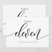 Moderne Trouwtafel Nummers Kalligrafie - 11 Kaart (Voorkant / Achterkant)