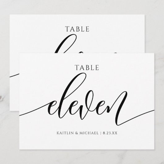 Moderne Trouwtafel Nummers Kalligrafie - 11 Kaart (Voorkant / Achterkant)