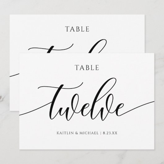 Moderne Trouwtafel Nummers Kalligrafie - 12 Kaart (Voorkant / Achterkant)