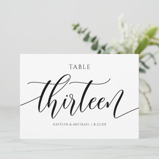 Moderne Trouwtafel Nummers Kalligrafie - 13 Kaart (Staand voorkant)