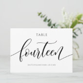 Moderne Trouwtafel Nummers Kalligrafie - 14 Kaart (Staand voorkant)