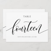 Moderne Trouwtafel Nummers Kalligrafie - 14 Kaart (Voorkant / Achterkant)