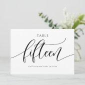 Moderne Trouwtafel Nummers Kalligrafie - 15 Kaart (Staand voorkant)