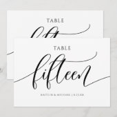 Moderne Trouwtafel Nummers Kalligrafie - 15 Kaart (Voorkant / Achterkant)