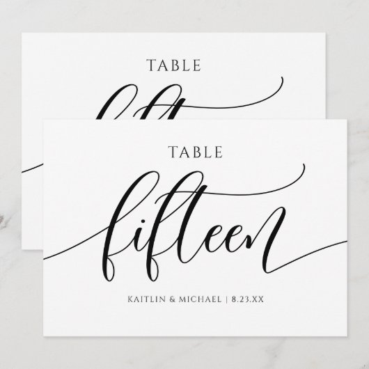 Moderne Trouwtafel Nummers Kalligrafie - 15 Kaart (Voorkant / Achterkant)