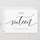 Moderne Trouwtafel Nummers Kalligrafie - 16 Kaart (Voorkant)