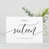 Moderne Trouwtafel Nummers Kalligrafie - 16 Kaart (Staand voorkant)