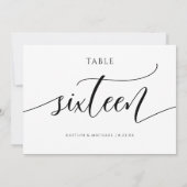 Moderne Trouwtafel Nummers Kalligrafie - 16 Kaart (Achterkant)