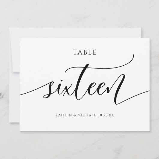 Moderne Trouwtafel Nummers Kalligrafie - 16 Kaart (Achterkant)