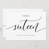 Moderne Trouwtafel Nummers Kalligrafie - 16 Kaart (Voorkant / Achterkant)