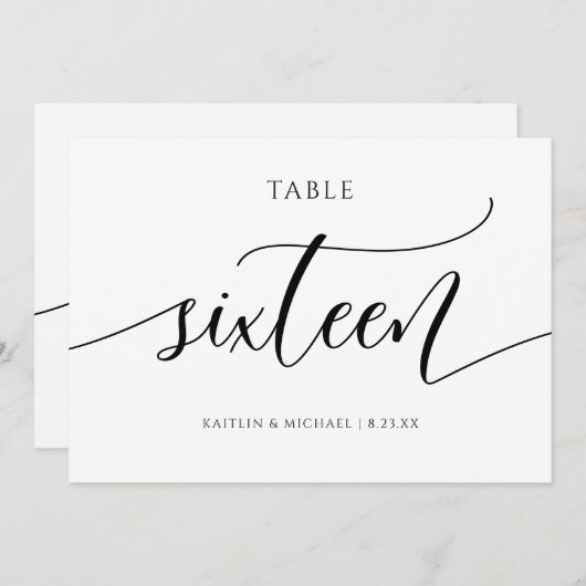 Moderne Trouwtafel Nummers Kalligrafie - 16 Kaart (Voorkant / Achterkant)
