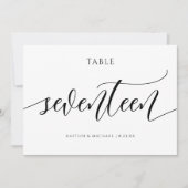 Moderne Trouwtafel Nummers Kalligrafie - 17 Kaart (Voorkant)