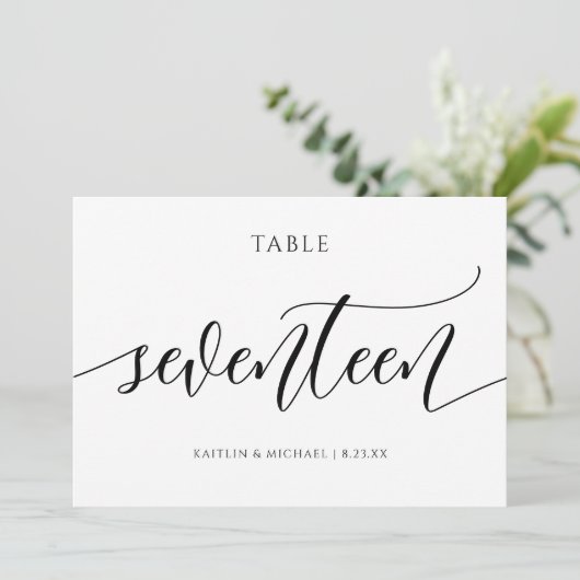 Moderne Trouwtafel Nummers Kalligrafie - 17 Kaart (Staand voorkant)