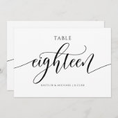 Moderne Trouwtafel Nummers Kalligrafie - 18 Kaart (Voorkant / Achterkant)