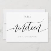 Moderne Trouwtafel Nummers Kalligrafie - 19 Kaart (Achterkant)