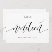 Moderne Trouwtafel Nummers Kalligrafie - 19 Kaart (Voorkant / Achterkant)
