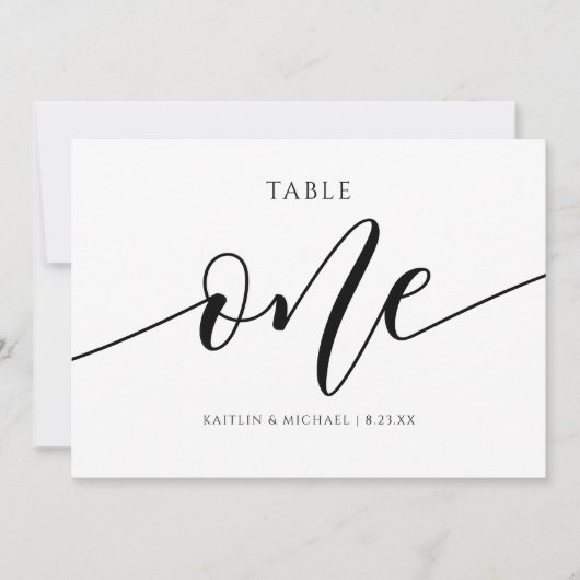 Moderne Trouwtafel Nummers Kalligrafie - 1 Kaart (Voorkant)