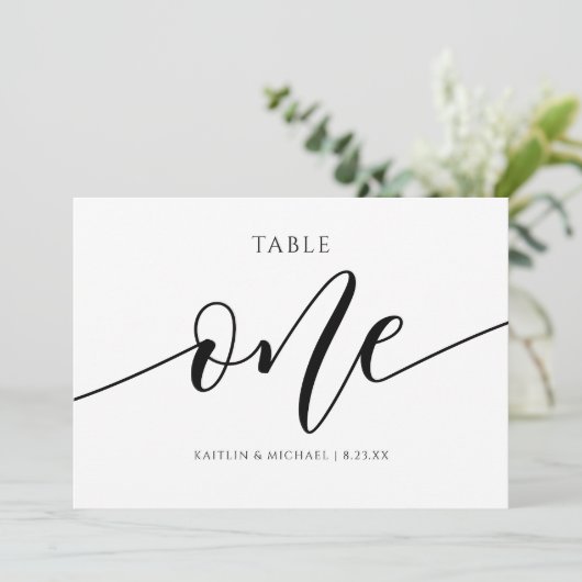 Moderne Trouwtafel Nummers Kalligrafie - 1 Kaart (Staand voorkant)