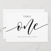 Moderne Trouwtafel Nummers Kalligrafie - 1 Kaart (Voorkant / Achterkant)