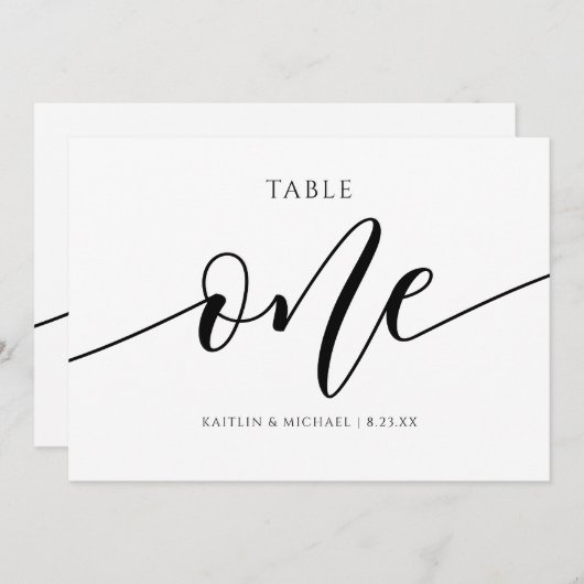 Moderne Trouwtafel Nummers Kalligrafie - 1 Kaart (Voorkant / Achterkant)