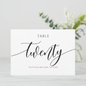 Moderne Trouwtafel Nummers Kalligrafie - 20 Kaart (Staand voorkant)