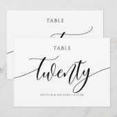 Moderne Trouwtafel Nummers Kalligrafie - 20 Kaart (Voorkant / Achterkant)
