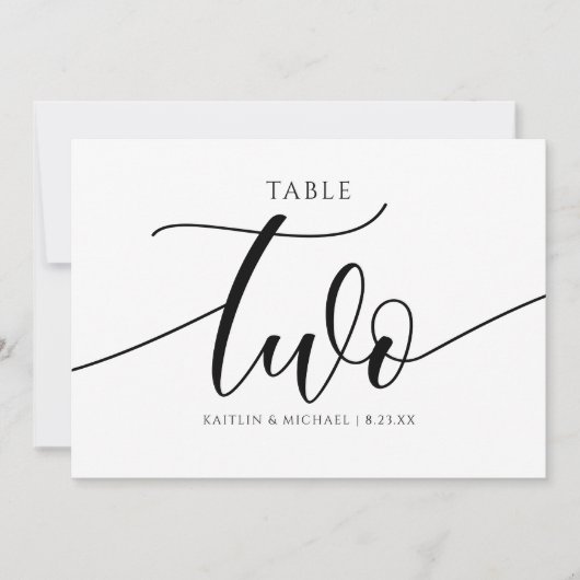 Moderne Trouwtafel Nummers Kalligrafie - 2 Kaart (Voorkant)