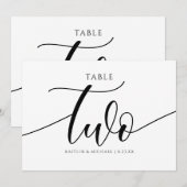 Moderne Trouwtafel Nummers Kalligrafie - 2 Kaart (Voorkant / Achterkant)