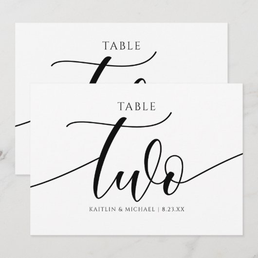 Moderne Trouwtafel Nummers Kalligrafie - 2 Kaart (Voorkant / Achterkant)