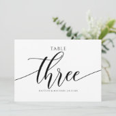 Moderne Trouwtafel Nummers Kalligrafie - 3 Kaart (Staand voorkant)
